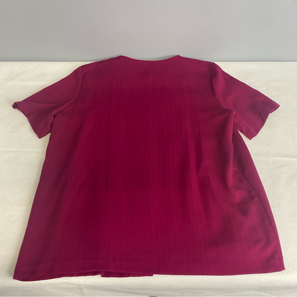 Alfred Dunner Deep Raspberry Open-Front Short Sleeve Tunic - Picture 5 of 12